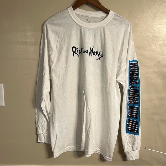 Rick And Morty Adult Swim Graphic Screen T-Shirt Long Sleeve White Size M NWOT - Picture 2 of 6